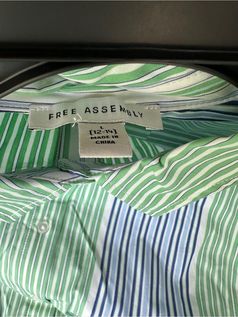 Women’s Green and Blue Striped Tie-Front Blouse (wear it tied or untied) - Picture 4 of 6